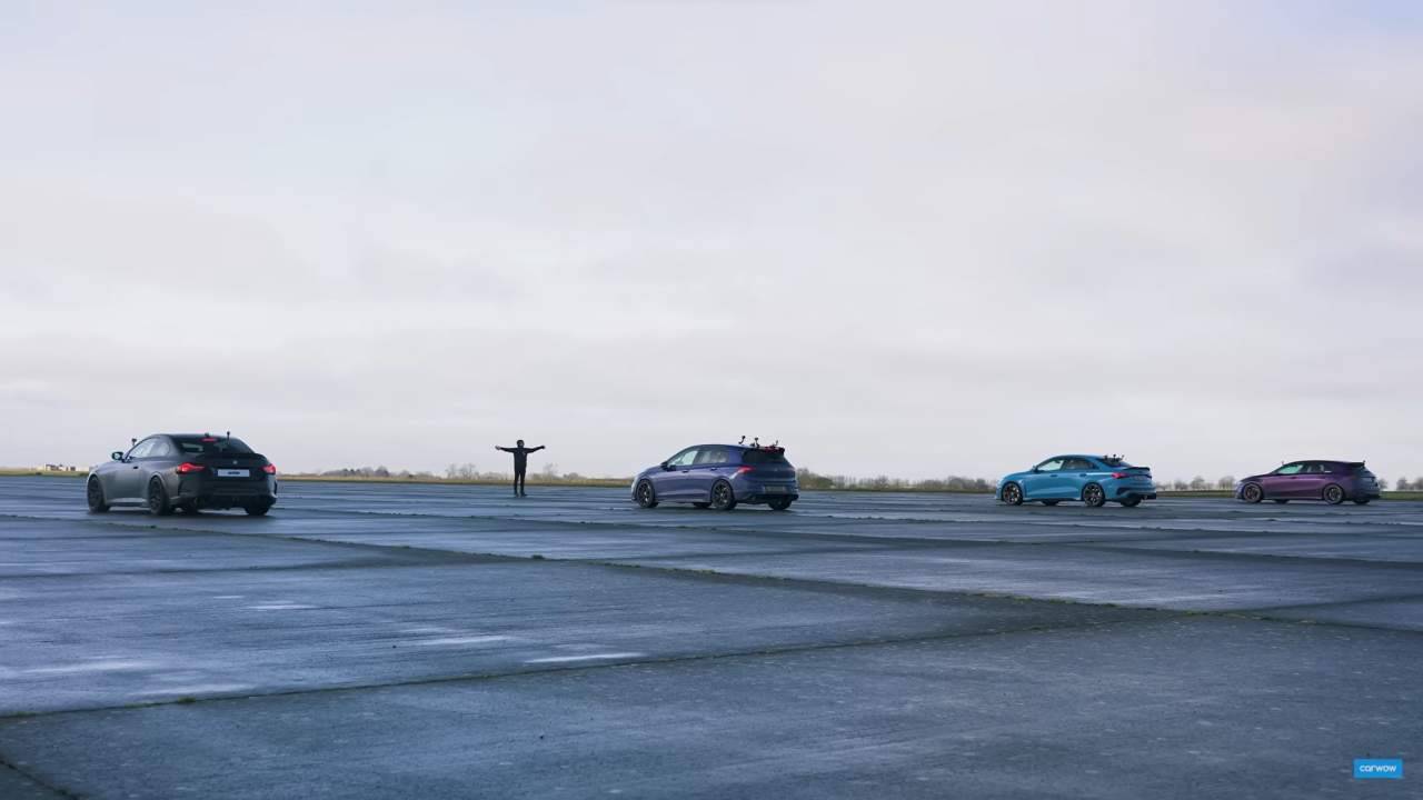 volkswagen-golf-sfida-mercedes-amg-a45,-bmw-m240i-e-audi-rs3,-gara-equilibrata:-ma-vince-sempre-la-stessa-–-video